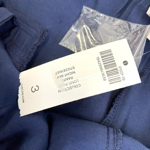 Chicos Pants Womens Size 3 US XL 16 Navy Blue Pull On Wide Leg Night Sky NWT - Picture 7 of 7